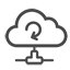 An icon of secured cloud storage and file transfer.